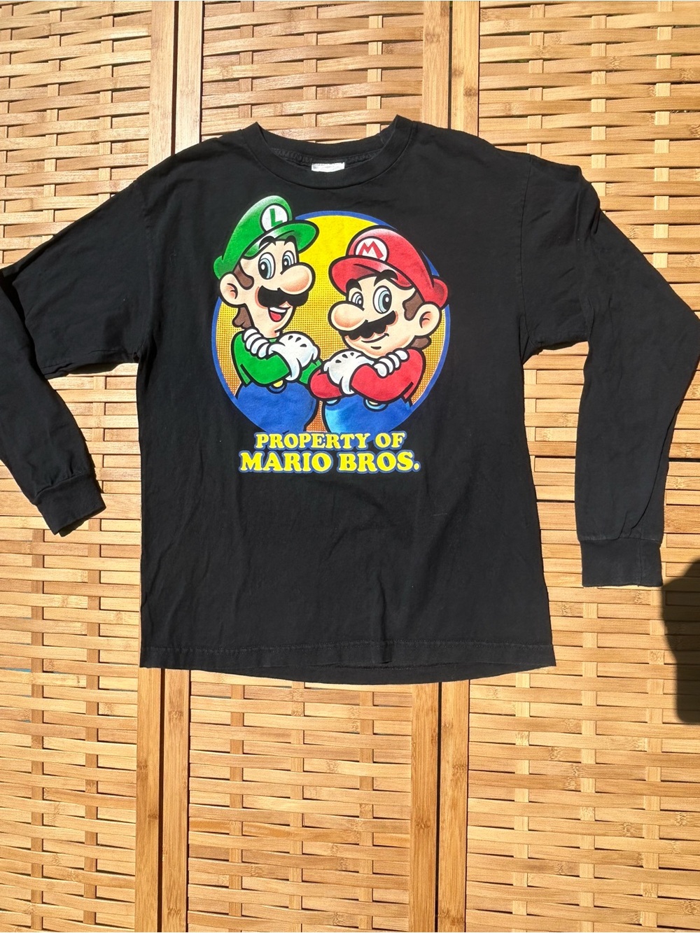 🐾2/$8- Pro Spirit Athletic Gear Black Long Sleeve Mario Bros Graphic Tee
